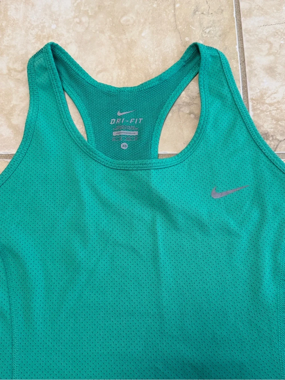 Nike Women’s Dri-FIT Racerback Tank Top XS Teal Green Mesh Running Athletic